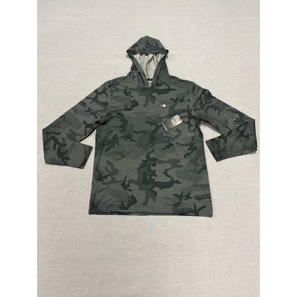 New RVCA Sport Recover LS Hoodie Sweatshirt Black Camo Mens Medium NWT $90